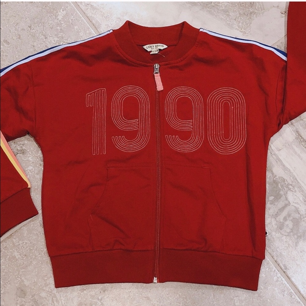 Lucky Brand Jorgensen Track Jacket Biking Red Big Girl’s Size S NWT $44.50 - Picture 2 of 9